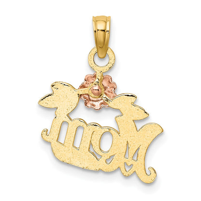 10k Two-Tone Textured MOM and Flower Charm
