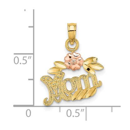10k Two-Tone Textured MOM and Flower Charm