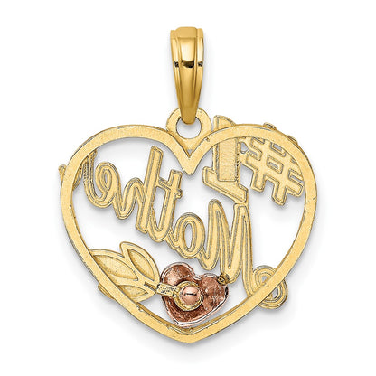 10k Two-Tone #1 MOTHER in Heart Charm