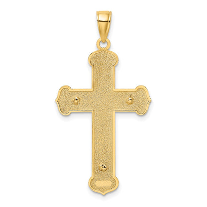 10K Two-tone Textured Crucifix Charm