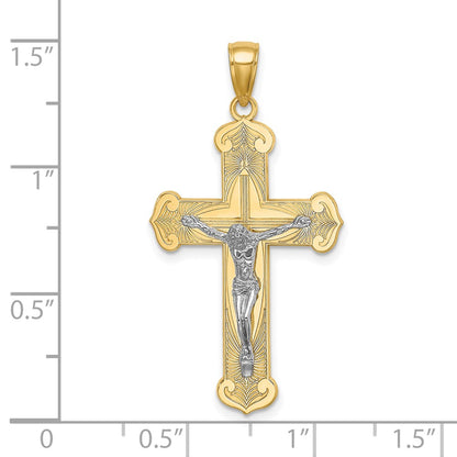 10K Two-tone Textured Crucifix Charm