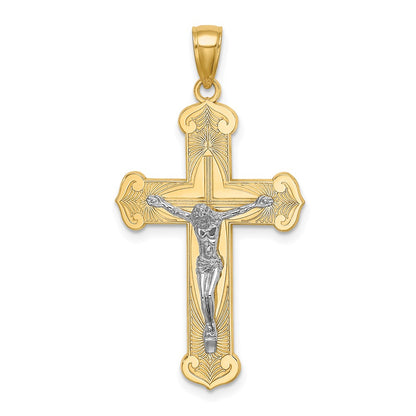 10K Two-tone Textured Crucifix Charm