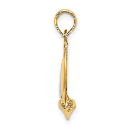 10K and White Rhodium 3-D Polished Sailboat Charm