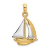 10K and White Rhodium 3-D Polished Sailboat Charm