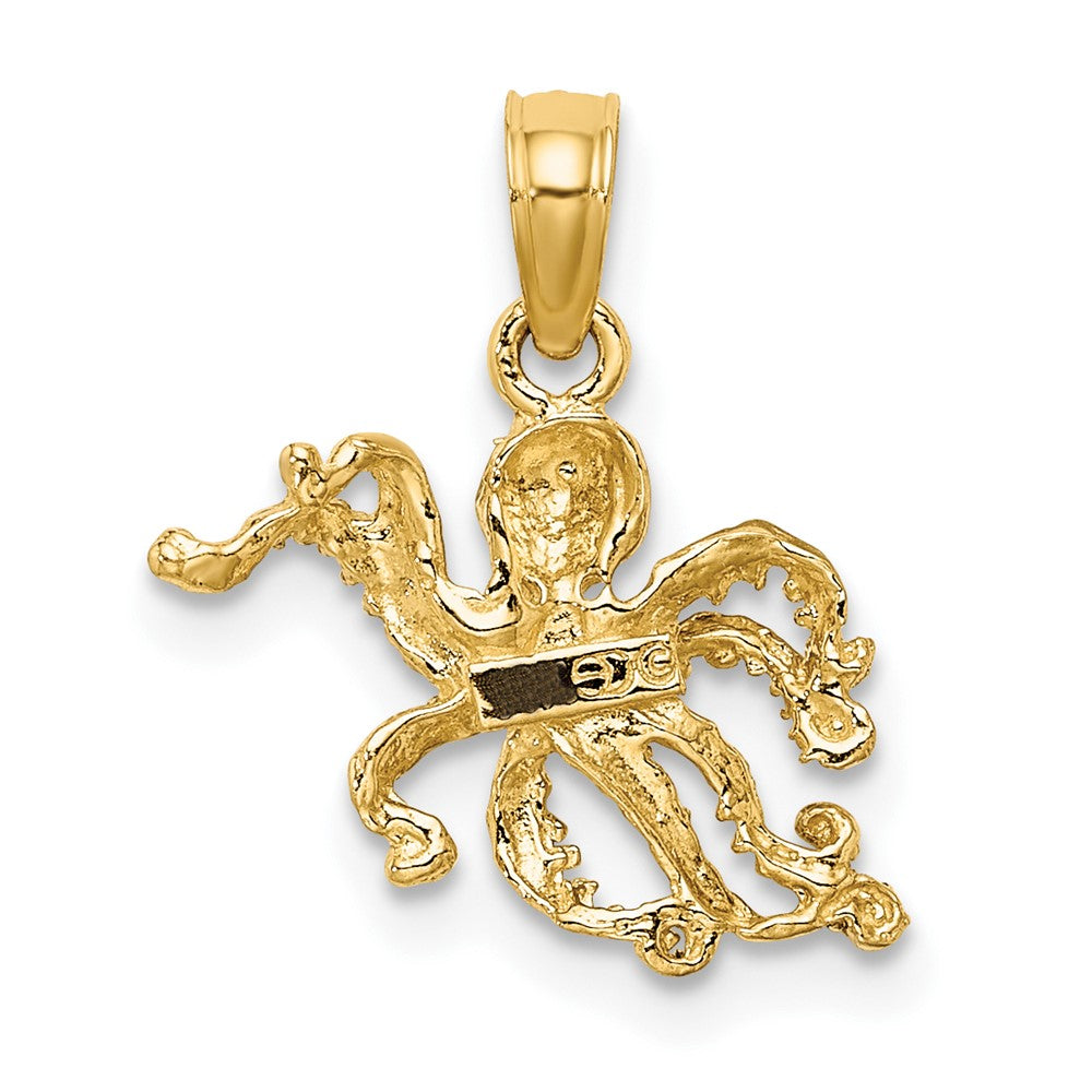 10K and White Rhodium 2-D and Textured Octopus Charm