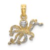 10K and White Rhodium 2-D and Textured Octopus Charm