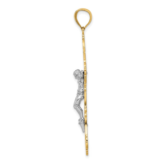 10K and White Rhodium Crucifix Charm