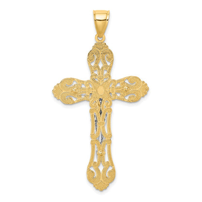 10K and White Rhodium Crucifix Charm