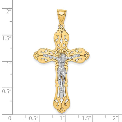 10K and White Rhodium Crucifix Charm