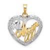10k and White Rhodium Beaded Trim #1 MOM In Heart Charm