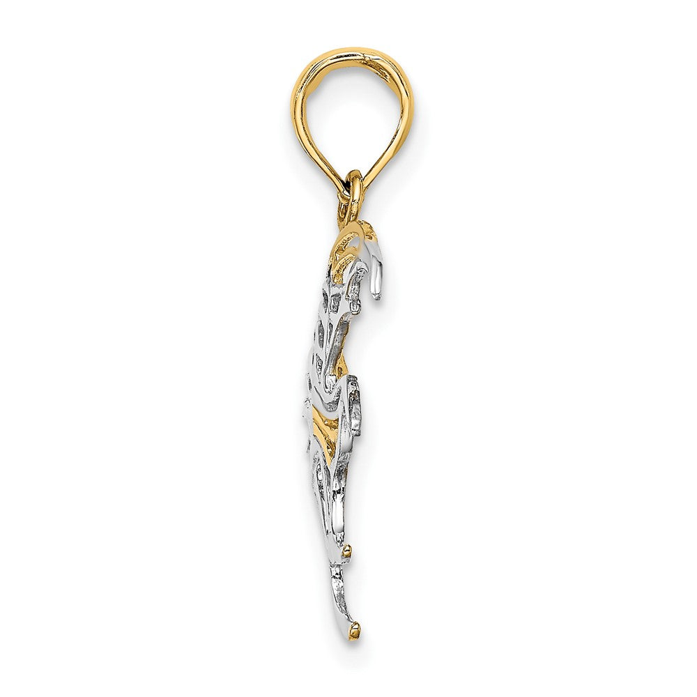 10k and White Rhodium Cut-Out Angelfish Charm