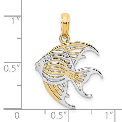 10k and White Rhodium Cut-Out Angelfish Charm