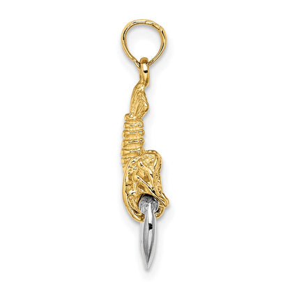 10K and White Rhodium 2-D Moveable Lobster Charm
