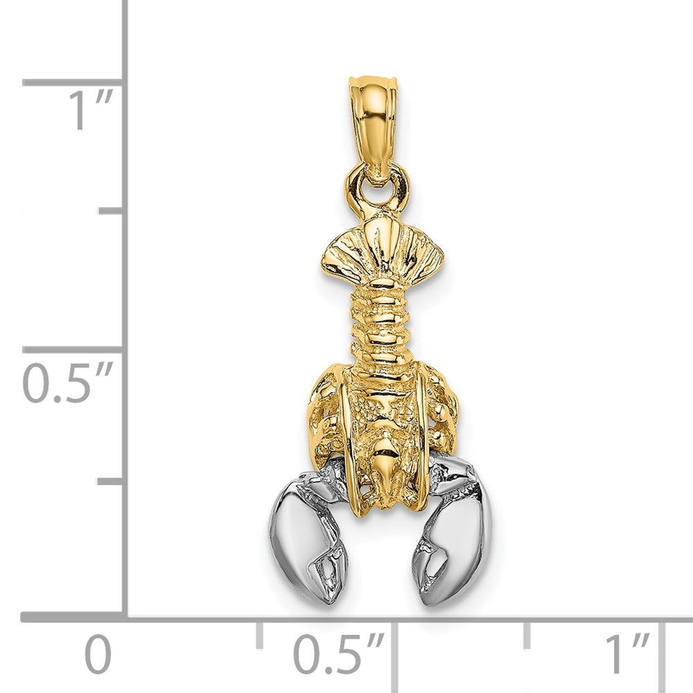 10K and White Rhodium 2-D Moveable Lobster Charm