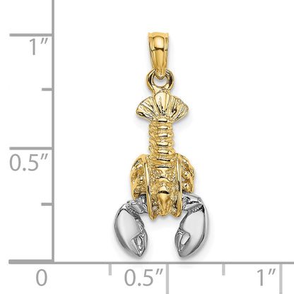 10K and White Rhodium 2-D Moveable Lobster Charm