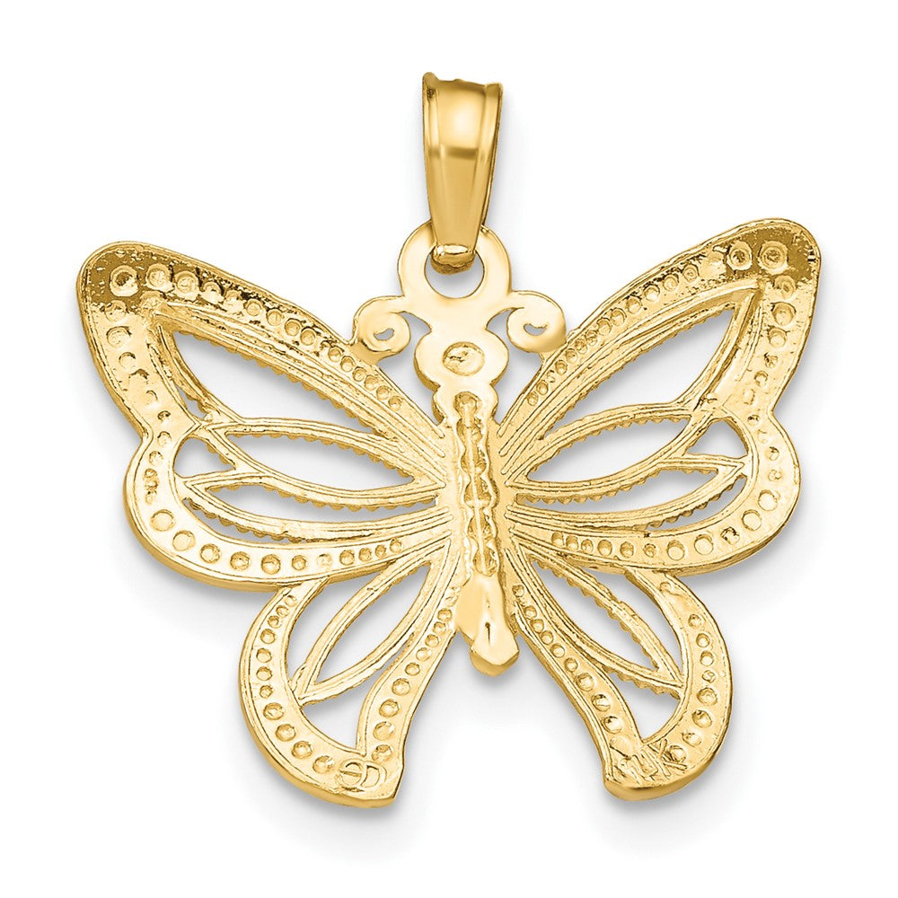 10K and White Rhodium Butterfly with Beaded Wings Charm
