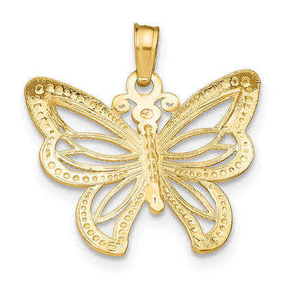 10K and White Rhodium Butterfly with Beaded Wings Charm