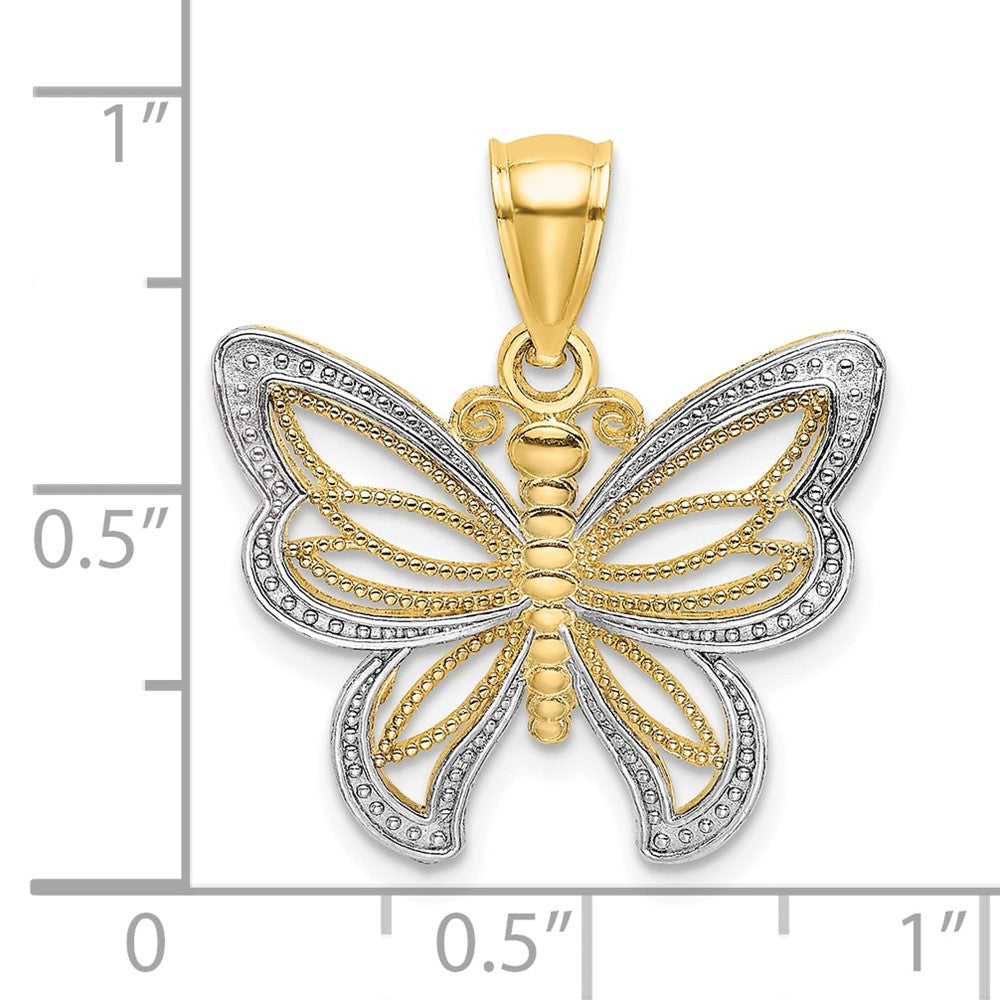 10K and White Rhodium Butterfly with Beaded Wings Charm