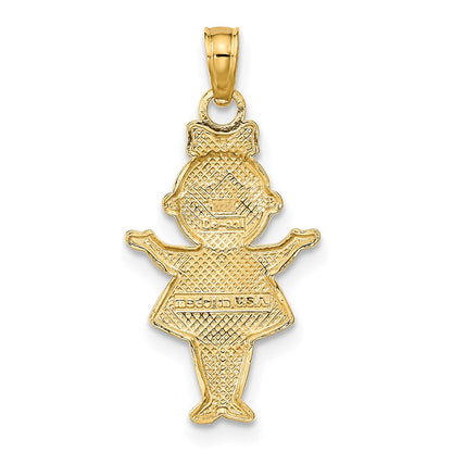 10K and White Rhodium Textured Girl Charm