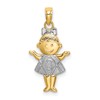 10K and White Rhodium Textured Girl Charm