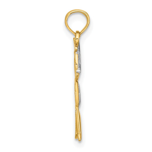 10K and White Rhodium Textured Boy Charm