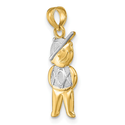 10K and White Rhodium Textured Boy Charm