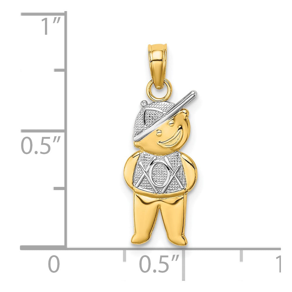 10K Textured w/Rhodium Boy Charm