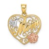 10k Two-tone and White Rhodium #1 MOM in Heart Charm