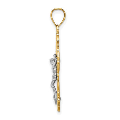 10K Two-Tone with Lace Trim Crucifix Charm