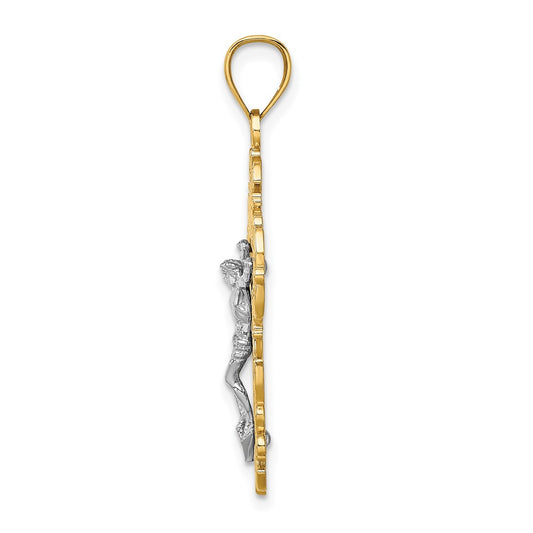10K Two-Tone with Lace Trim Crucifix Charm