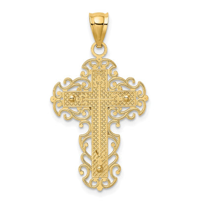 10K Two-Tone with Lace Trim Crucifix Charm