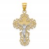 10K Two-Tone with Lace Trim Crucifix Charm