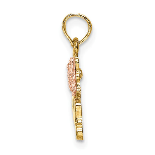 10K Two-Tone MOM and Butterfly Charm