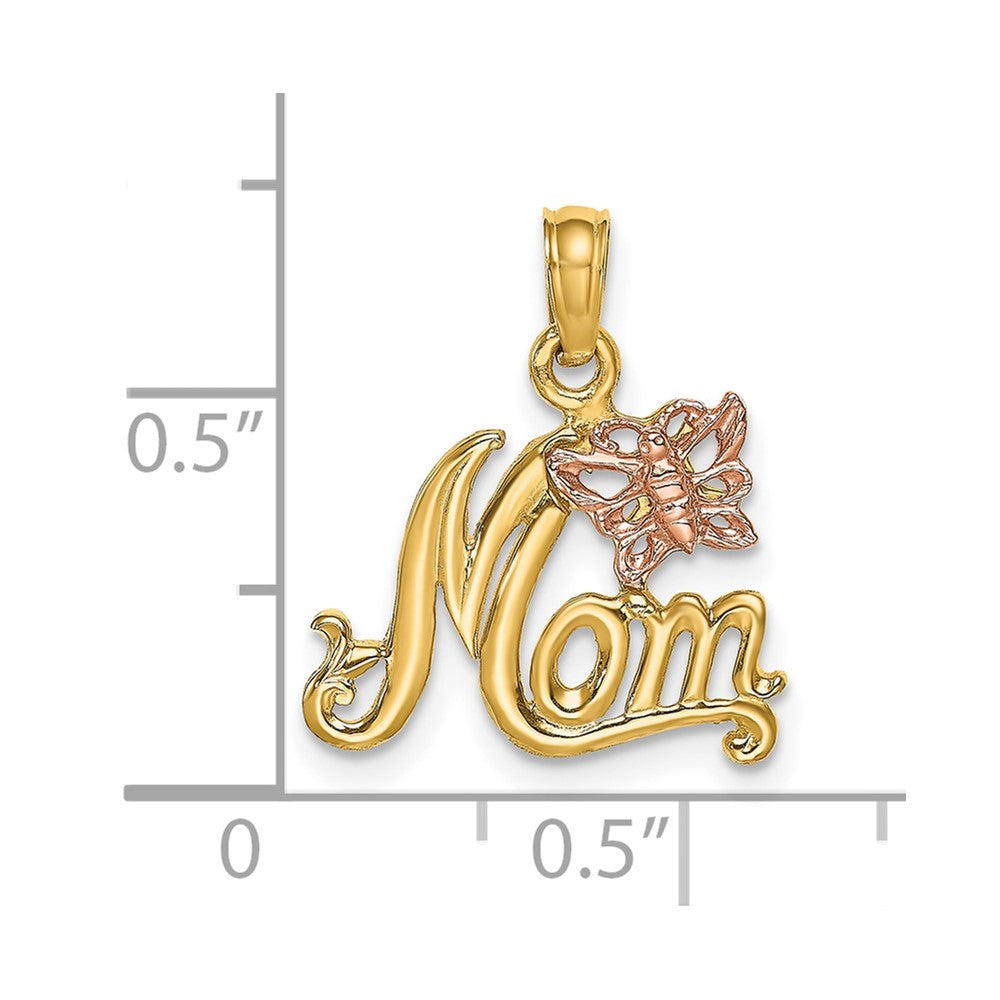10K Two-Tone MOM and Butterfly Charm