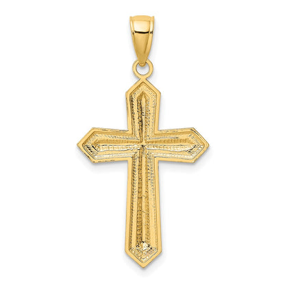 10K with White Rhodium Diamond-cut Cross Pendant