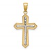 10K with White Rhodium Diamond-cut Cross Pendant