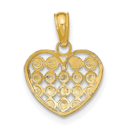 10k and White Rhodium Diamond-cut Heart Charm
