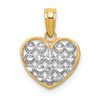10k and White Rhodium Diamond-cut Heart Charm