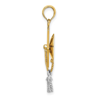 10k and White Rhodium 3-D Graduation Cap with Moveable Tassel Charm
