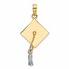 10k and White Rhodium 3-D Graduation Cap with Moveable Tassel Charm