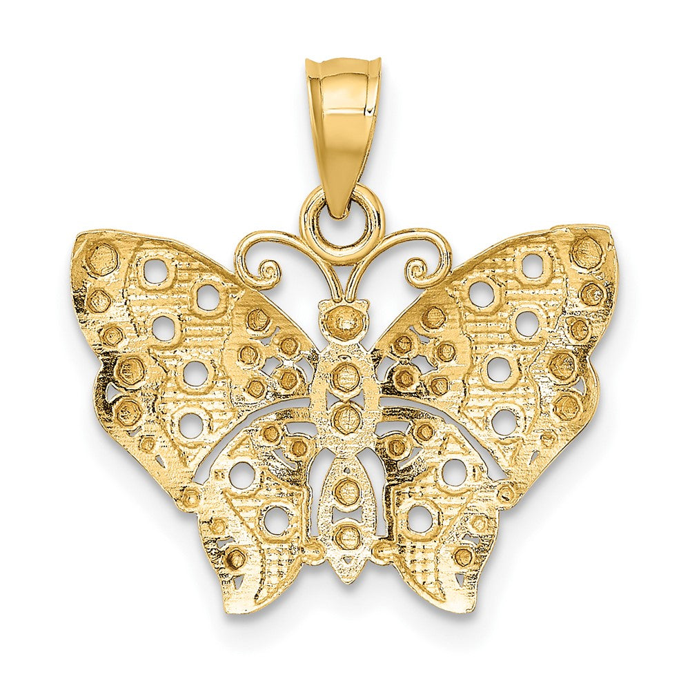 10k and White Rhodium Butterfly with Cut-out Wings Pendant