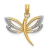 10K and White Rhodium Textured Dragonfly Charm