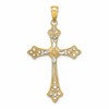 10K and White Rhodium Diamond-cut Edges Large Cross Pendant