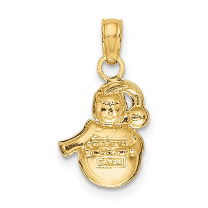 10K and White Rhodium Snowman Pendant