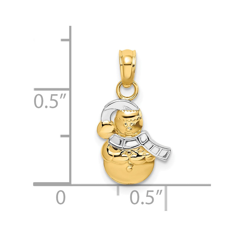 10K and White Rhodium Snowman Pendant