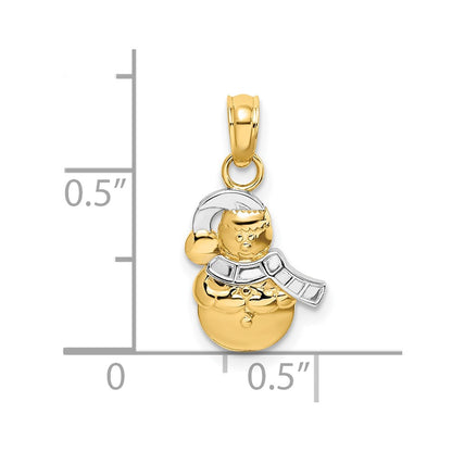 10K and White Rhodium Snowman Pendant