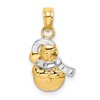 10K and White Rhodium Snowman Pendant