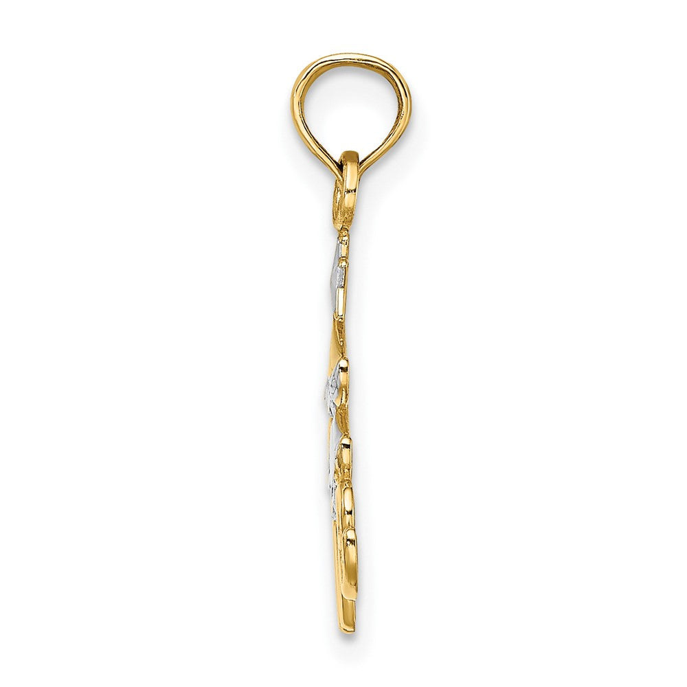 10K and White Rhodium Christmas Tree LOVE Charm