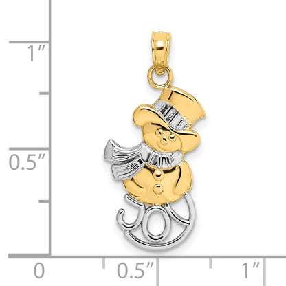 10K and White Rhodium Snowman JOY Pendant