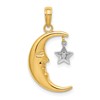 10k and White Rhodium Half Moon with Dangling Star Pendant